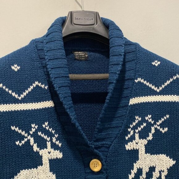 Sea to Sky Reindeer Cardigan Blue Sweater Size medium - Picture 4 of 15